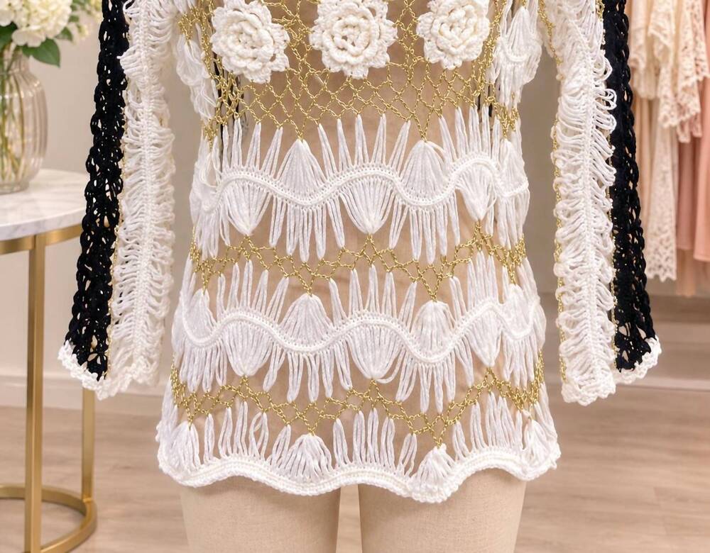 NEW NF women's boho crochet top in black